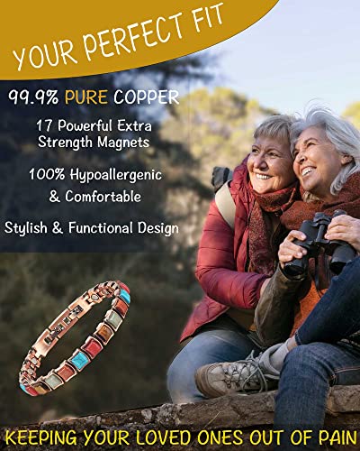 Magvivace Copper Bracelet For Women For Arthritis And Joint, 7.68'' Pure Copper Magnetic Therapy Bracelet For Carpal Tunnel, 3500 Gauss Effective Magnet (B) #TOP4