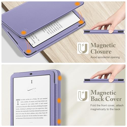 Image of Fintie Case for 7 inch /6.8 inch Kindle Paperwhite(12th /11th Generation-2024 /2021) and Kindle Colorsoft Signature Edition -Slim Foldable Stand Cover Auto Wake /Sleep for Paperwhite 2024, Lilac Purple