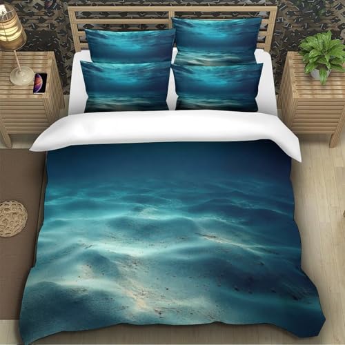 Parure de lit océan microfibre 140x200cm housse de couette ado marine - 5