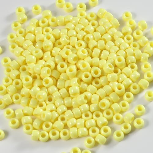 Image of Gxueshan 1000 Pcs Acrylic Pony Beads 6x9mm Bulk for Bracelet Necklace Jewelry Making Earring Hair Braiding Kandi Beads