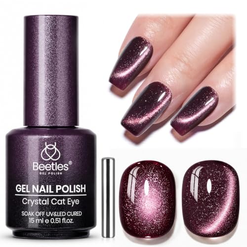 Image of Beetles Purple Cat Eye Gel Nail Polish, Plum Fizz 15ml Magnetic Nail Gel