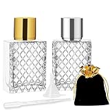 Luxsego Refillable Perfume Bottle 50ml/1.69oz Glass Spray Bottles, Empty Fine Mist Atomizer Clear Glass Essential Oil Container for Travel Gift, Diamond-Cut Design Sprayer for Cologne
