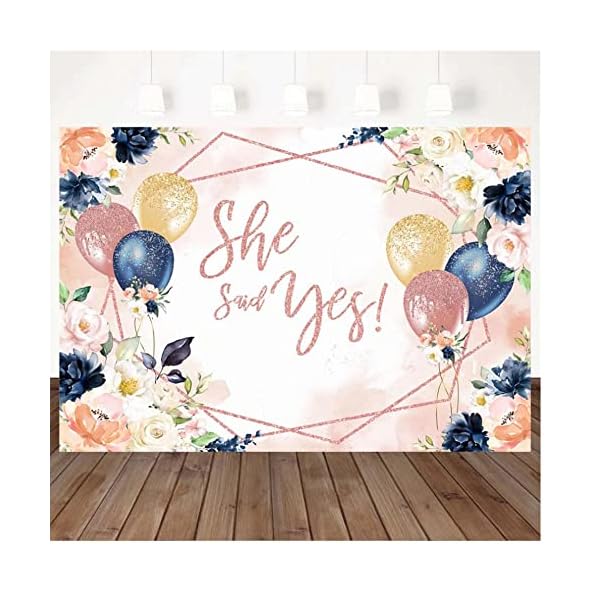 Fotohintergrund mit Aufschrift "She Said Yes", für Heiratsantrag, Hochzeit, Süßblumen, Luftballon, Valentinstag, Fotostudio, Requisiten, Vinyl, 2,1 x 1,5 m – Bild 3