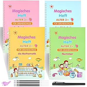 Funvce 4 Stück Magisches Übungsheft Kinder