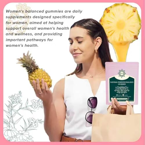 Premium Feminine Balance Gummies - for Women’s Health & Wellness - Immune Support - Vegan, Gluten-Free - Hawaiian Pineapple - 60 Gummies - 30 Servings - Image 5