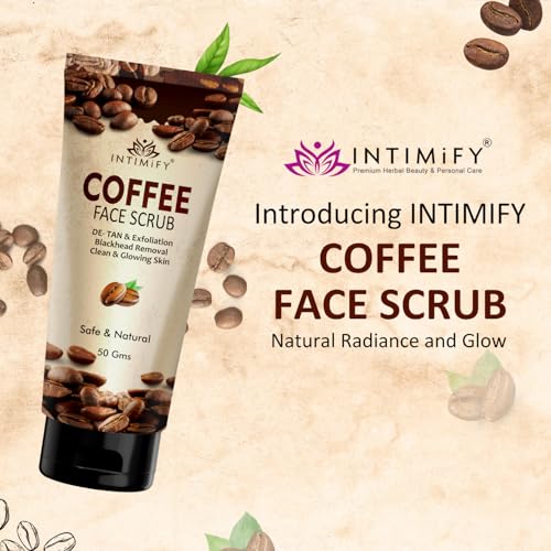 Image of INTIMIFY Coffee Face Scrub For Glowing Skin, Provides Exfoliation and Skin Refresh, Removes Dead Skin, Blackheads, for Women & Men - 100g