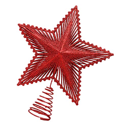 Topo de árvore de Natal Valicclud com glitter para decoração de árvore de Natal para casa - Vermelho