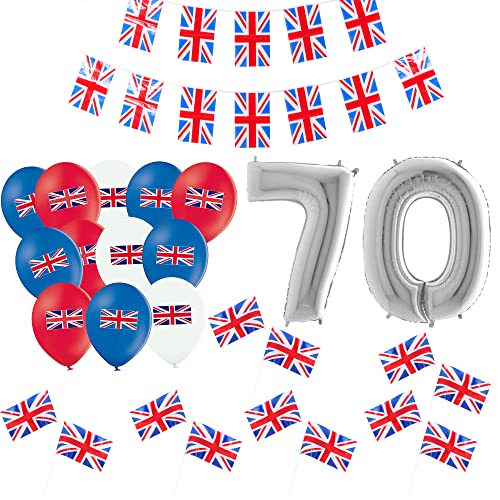 Décorations britanniques Olympics avec ballon numéro 70 et 30 ballons Union Jack