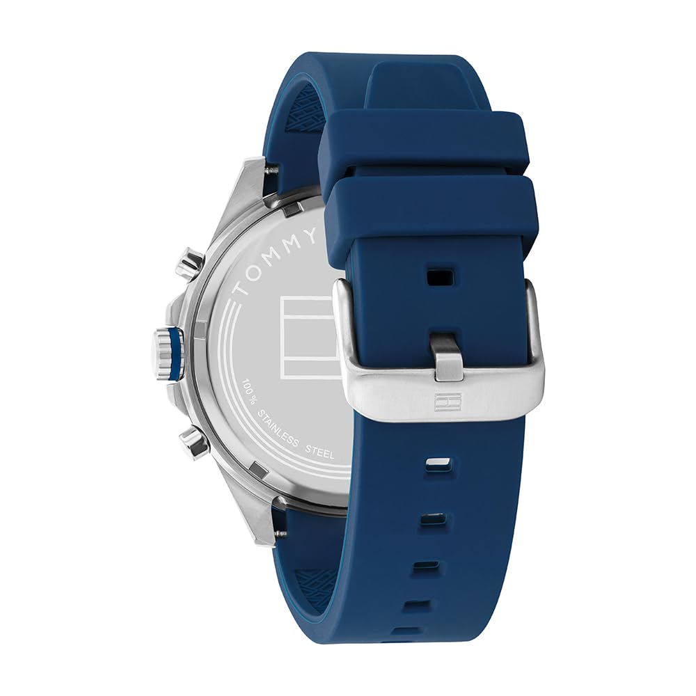 Tommy Hilfiger Orologio Analogico Multifunzione al Quarzo da Uomo con Cinturino in Silicone Blu - 1791970