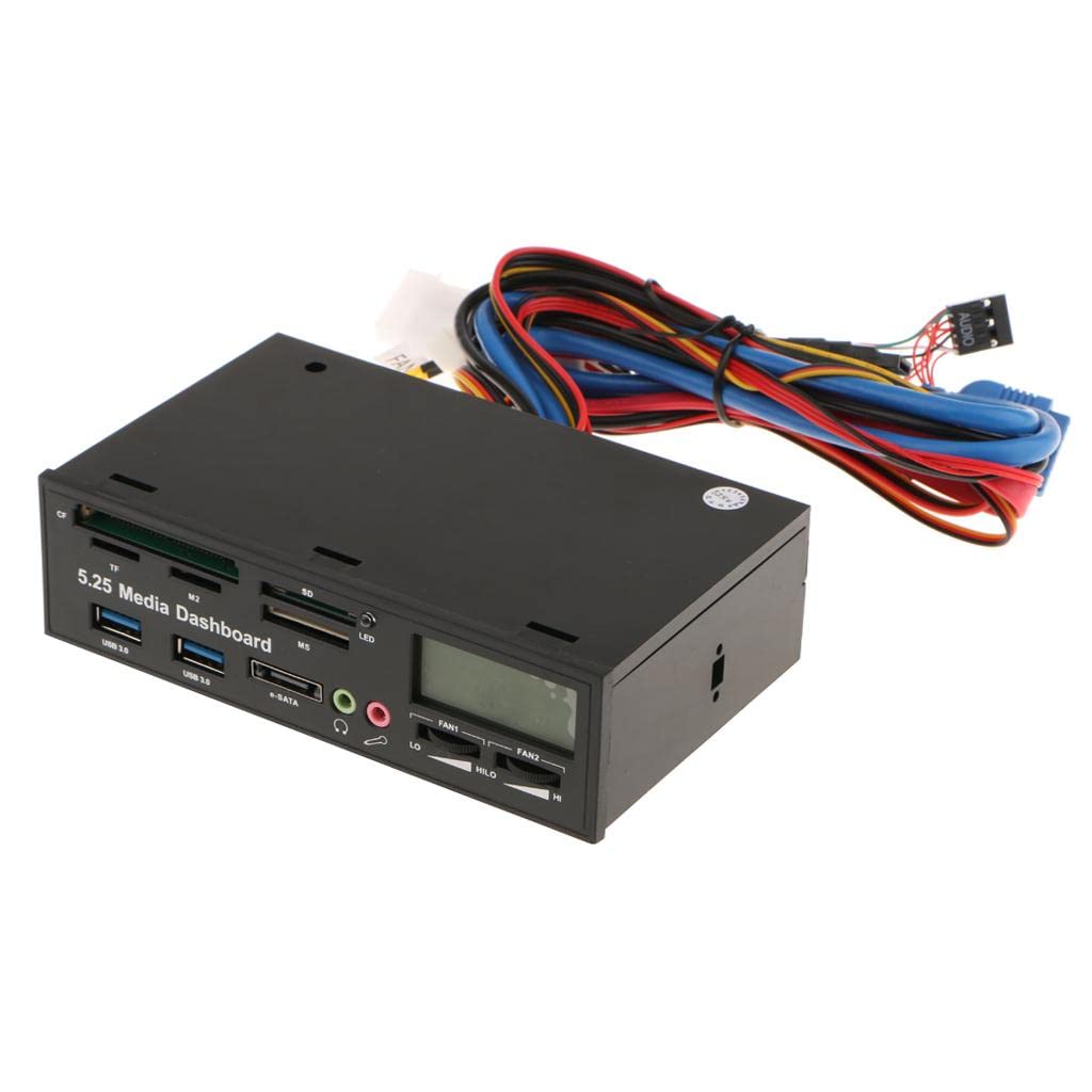 MJH 5.25" Multi-Function Front Panel Media Dashboard USB 3.0 Hub Card Reader (1 xMicrophone Port&1 XAudio Port)