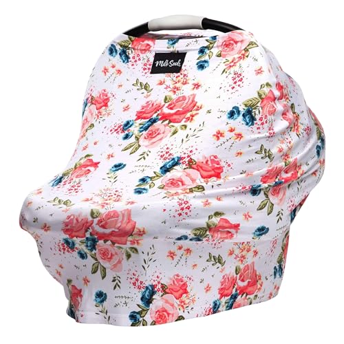 Image of Milk Snob Original 5-in-1 Cover - Added Privacy for Breastfeeding, Baby Car Seat, Carrier, Stroller, High Chair, Shopping Cart, Lounger Canopy - Newborn Essentials, Nursing Top, French Floral