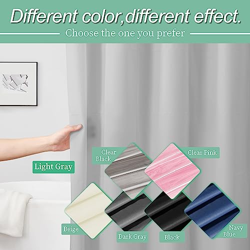 Image of Mrs Awesome Grey Shower Curtain Liner with 3 Magnets, 72x72 Premium Flexible Sturdy Plastic Shower Curtain for Bathroom Lightweight & Waterproof, Light Gray