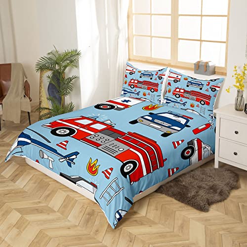 Housse de couette véhicules de police et pompier Manfei pour lit enfant - 3