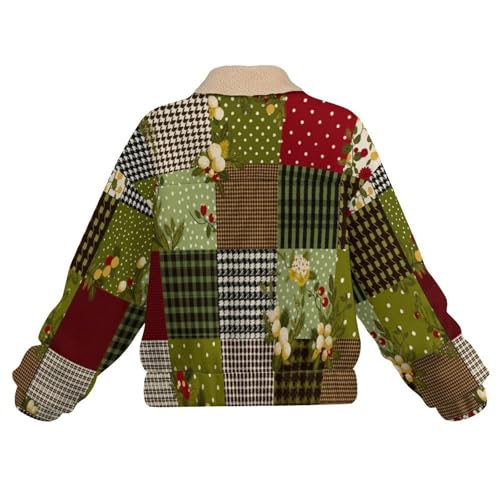 Manteau polaire de qualité supérieure avec patchwork damier rétro et finitions chaudes et durables - 5