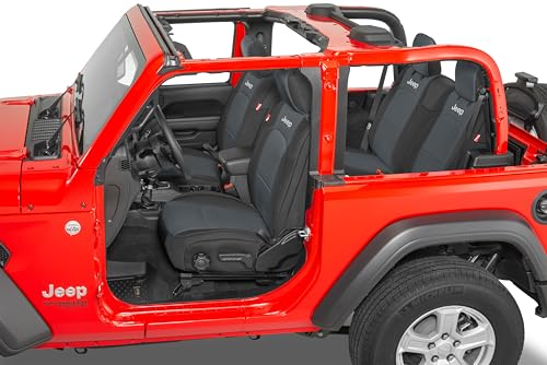 Diver Down Neoprene Seat Cover Set - Fits Jeep JL Unlimited 4-Door 2018-2026 - Front and Back Seat Set - Custom Fit - Soft Padded Cushion Feel (with Jeep Logo, Charcoal, 4xe)