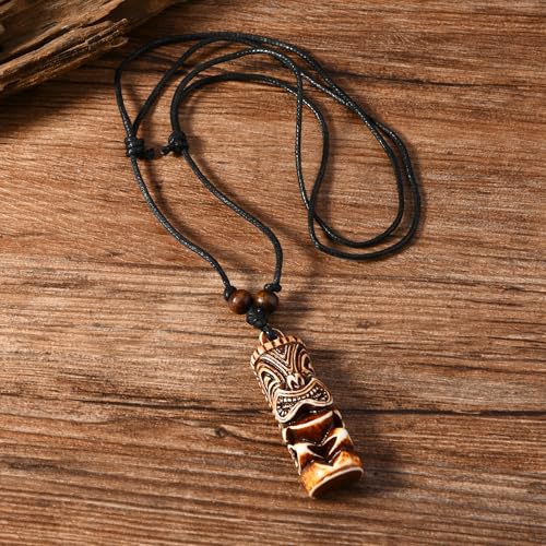 2 PCS Hawaiian Protection Amulet Lucky Pendant Necklace Set Tiki Fish Hook Turtles Tortoise Shark Wolf Tooth Caved Satue Pendant Necklace Handmade Polynesian Ethnic Tribal Vintage Surfer Beach Necklaces for Men Women3