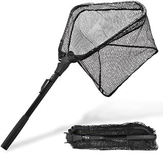 Foldable Fishing Landing Net Telescopic Fish Net Folding Floating Fishing Mesh Portable Aluminum Alloy Frame Handle Fishing Accessories For Steelhead, Salmon, Fly, Kayak, Catfish, Bass, Trout Fishing