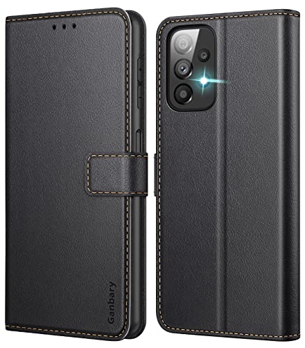 Ganbary Funda Compatible con Samsung Galaxy A23, Funda Tapa Libro Movil Carcasa PU Cuero Funda para Samsung Galaxy A23 [Protección Completa] [Ranura Tarjeta][Función Soporte], Negro Cover