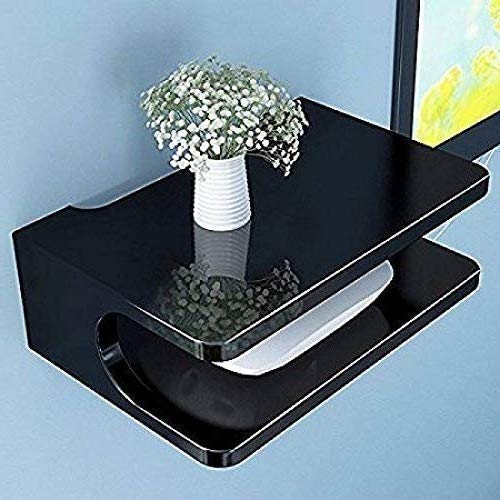 Deluxe Wood HANDICRAFTS MDF Set up Box Holder // Wall Mount//Wall Shelf // Black Under Floating TV Shelf