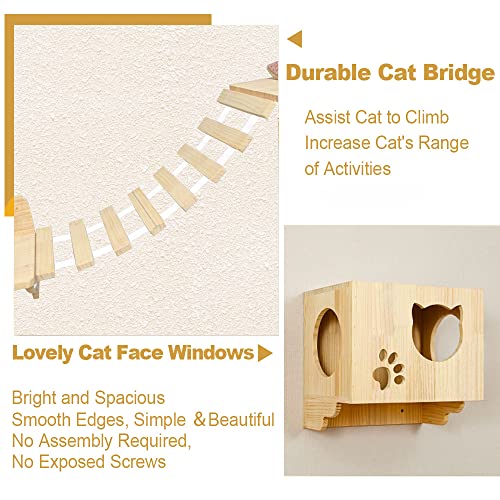 La La Pet® Wall Mounted Cat Furniture Wooden Cat Shelves and Perches for Wall Cat Steps Ladder Cat Bed Activity Tree Cat… - Image 7