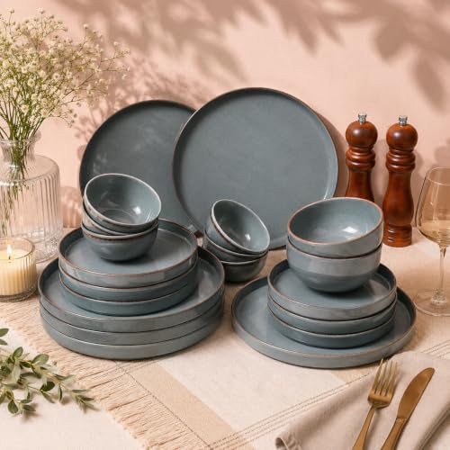 Image of MARKET 99 Melamine Plato Dinner Set of 20 Pcs | Glossy Blue Heaven Dinner Set with Round Shape and Plain Design | 6 Full Plate, 6 Quarter Plate, 6 Soup Bowl & 2 Serving Bowl