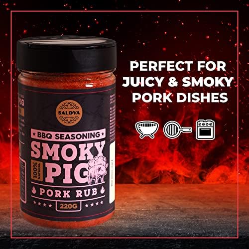 Smoky Pig BBQ Pork Rub - 100% Natural BBQ Seasoning - Perfect Blend Of Spices For Smoky BBQ And Grill Pork Dishes - Large Jar (220g)