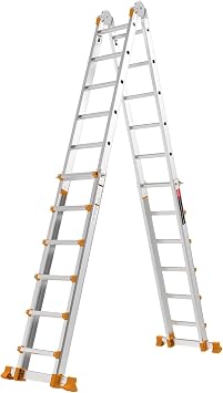 Valeo Ladder 22FT, Multi Position 6 Step Ladder Extension, Anti-Slip A Frame Folding Ladder with Removable Tool Tray, 330lbs Adjustable Telescopic Aluminum Ladders for Stairs Home Indoor Outdoor Roof