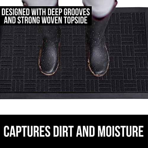 Gorilla Grip All-Season Weathermax Doormat, 23X35, Durable Natural Rubber, Stain And Fade Resistant, Low Profile, Indoor Outdoor Door Mats, Easy Clean Patio Entrance Mat, Black Maze #TOP3