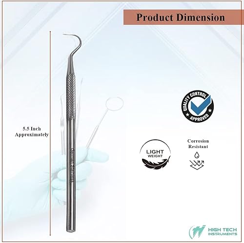 Miniatura 2 de Herramienta de cuidado dental Explorer 23 para eliminar la placa y el sarro en casa hecha de acero inoxidable con puntas de precisión diseño de
