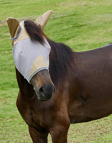 DEERFAMY Máscara de mosca para cavalos com malha elástica grande espaço para os olhos em cobertura t