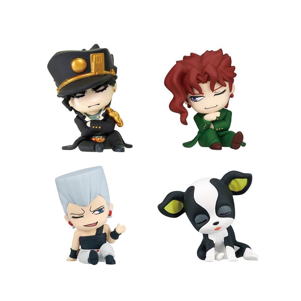 Anjinguang 4PCS JJBA Figures,Jotaro/Kakyoin Noriaki/Iggy/Jean Pierre Polnareff Anime Look Up Figure Model,Sleeping Cute Cartoon Statue JJBA Figurine Cake Topper Decoration