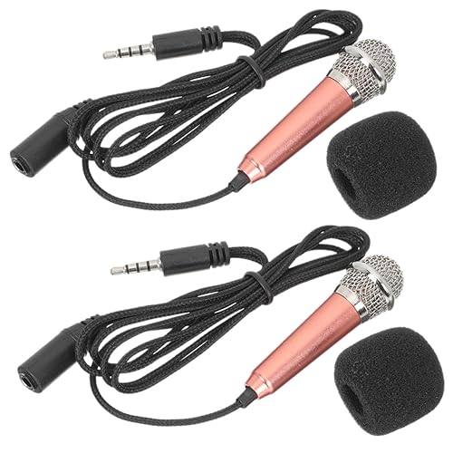 Toddmomy 2Pcs Mini Microphone Portable Wired Microphones for Phones Lightweight Vocal Recording Mic Compatible with Smartphones Tablets and Laptops for Singing