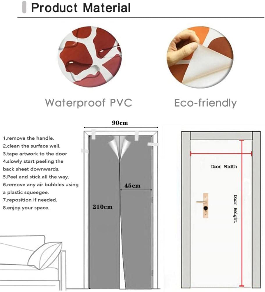 JFEDMN Adesivo Per Porte 3D Per Porte Interne, 90X210Cm Fiori Bianchi Alla Moda Fotomurali Autoadesivi Per Porte In Vinile, Carta Da Parati Soggiorno Cucina Camerette Art Applique