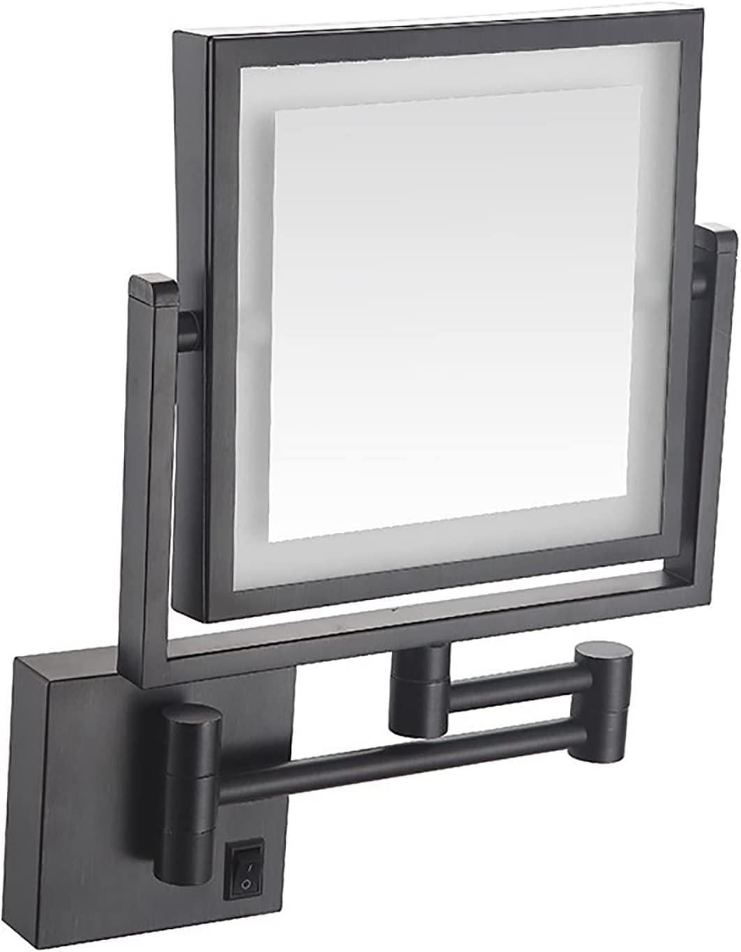 Wandmontierter Rasierspiegel Wandmontage Makeup Sp LED-Kosmetikspiegel mit 3-facher Vergrößerung, Wandmontage, 20,3 cm, quadratischer, einseitiger Kosmetikspiegel, 360° drehbarer, ausziehbarer Arm, Sc
