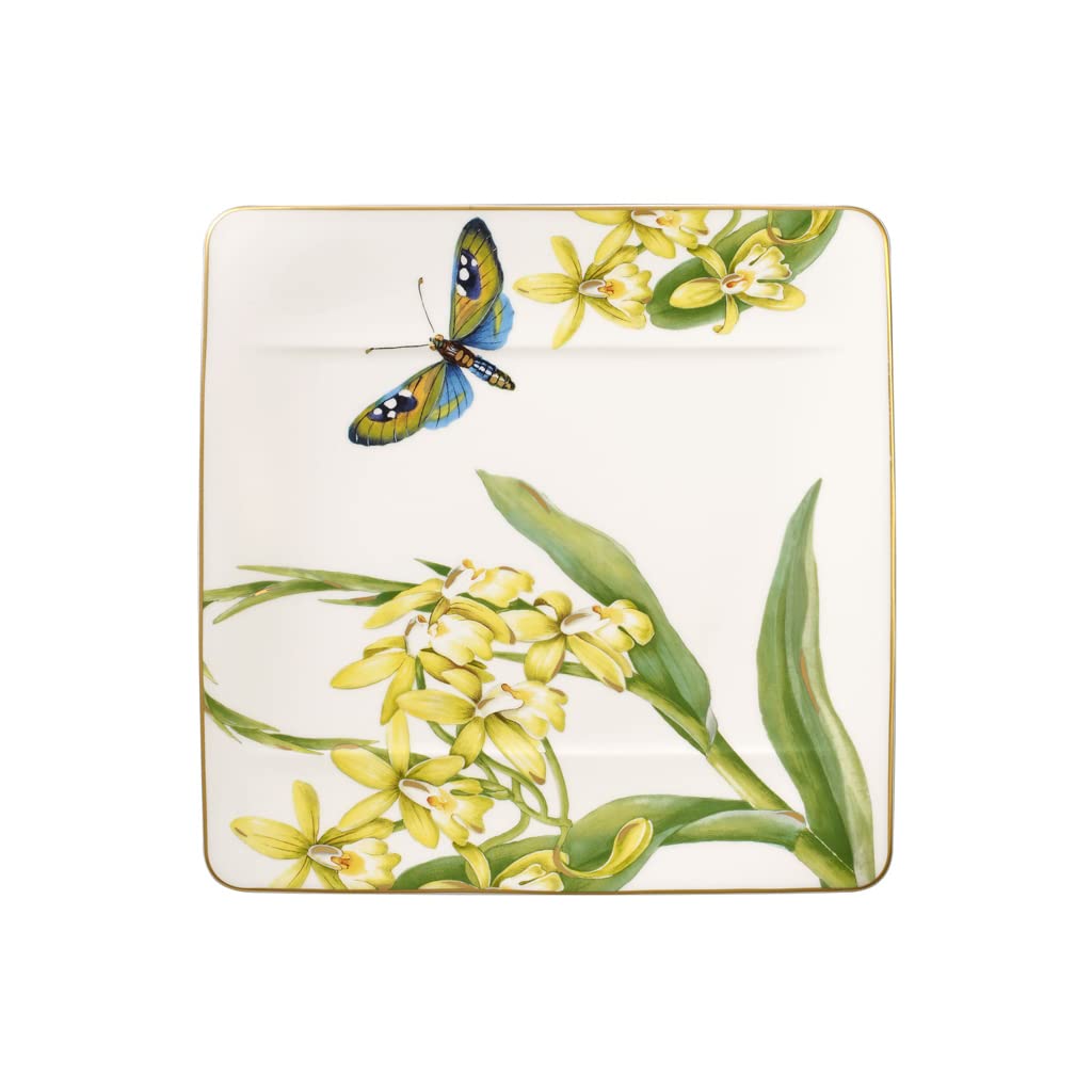 Villeroy & Boch Amazonia kwadratowy talerz śniadaniowy, szlachetne naczynia z wysokiej jakości porcelany kostnej, 23 x 23 cm, zestaw 6 sztuk