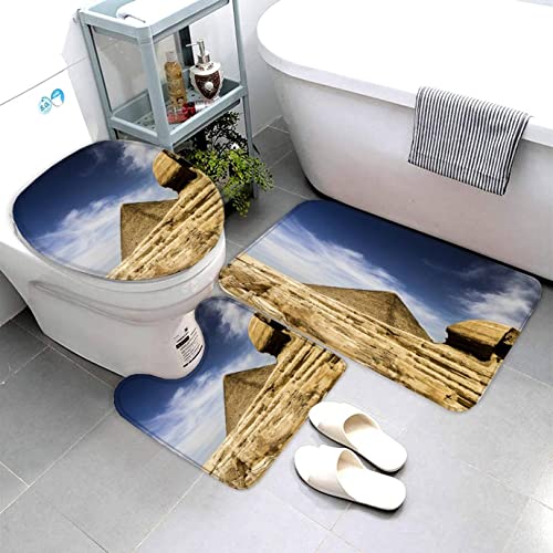Badematten set 3D 40x60 Ägyptische Pyramiden absorbierend 3-teiliges Badezimmerteppich-Set maschinenwaschbare weich… – Bild 5