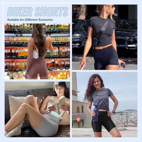3 Pack High Waisted Biker Shorts for Women – 3"/ 5"/ 8" Black Workout Yoga Compression Novelty Shorts for Running4