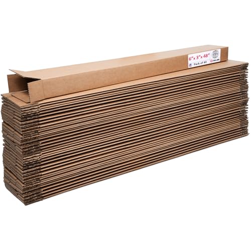 Image of Tall Cardboard Boxes 6 inchL x 3 inchW x 48 inchH (Pack of 40) - USA-Made Packing Boxes for Moving, Shipping, or Storage - USPS, UPS, FedEx Approved - Professional Packing Supplies for Moving | USA-Made Packing Boxes for Moving, Shipping, or Storage - USPS, UPS, FedEx Approved - Professional Packing Supplies