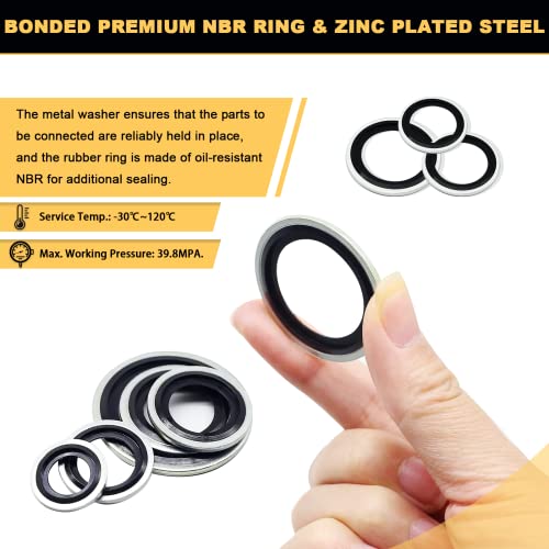 Siptenk S-TH-XJ-004 245 Pcs Automotive Self-Centered Bonded Sealing Gasket Assortment Zinc-Plated Metal Nbr Dowty Sealing Washers O Ring Kit Set 12 Sizes M6 M8 M10 M12 M14 M16 M18 M20 M22 M24 M27 M30 thumb #2