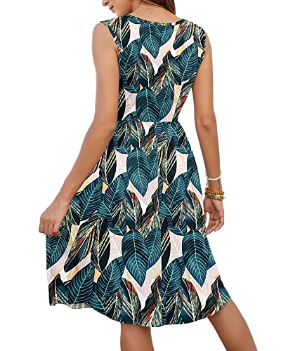 Image of MOLERANI Women Summer Dresses Sleeveless Casual Loose Swing Button Down Midi Dress with Pockets