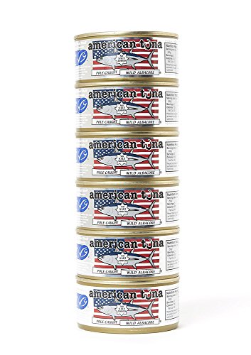 American Tuna MSC Certified Sustainable Pole & Line Caught Albacore Tuna, 6oz Can No-Salt Added, Caught & Canned in America (6 Pack)