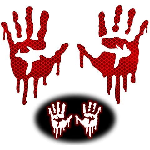 KeeForthewin High Intensity Diamond Grade Reflective Bloody Dripping Hands Hard Hats Decals for Helmets Motorcycle Fuel Tank Windscreens Rear Windows Car Bumper Stickers (Red, 8.5in Height) Cover