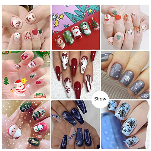 12 Sheets Christmas Nail Stickers New Year Winter Nail Decals Water Transfer Xmas Tree Snowflake Santa Claus Deer Bell Snowman Nail Supplies For Women Christmas Nail Art Decoration #TOP5