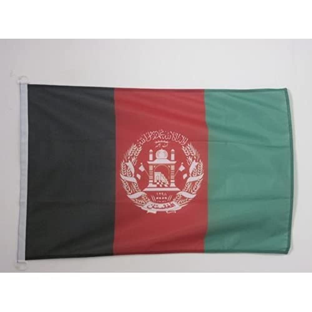 AZ FLAG - Afghanistan Nautical Flag - 18'' x 12'' - For Outdoor and Boat - Afghan Banner Knitted Polyester with Two Plastic Rings - Vivid Colors - 12x18 in - 45x30 Cm