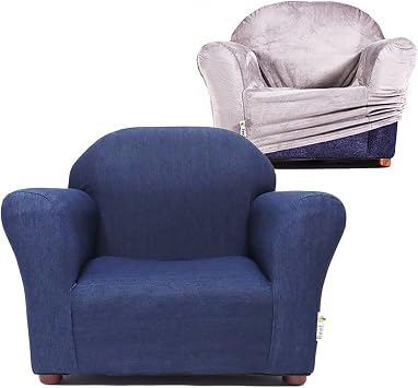 Roundy Kids Chair with Removable Cover, Soft Microsuede Upholstery, Padded Cushion, Sturdy Wooden Frame, Ergonomic Design for Ages 2-5, Easy to Clean, Ideal for Playrooms, Bedrooms & Nurseries.