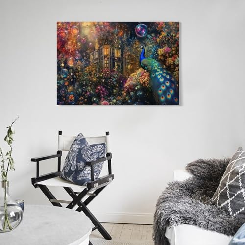 Décoration Murale Peintures Sur Toile Paon 40x60 Salon - 5