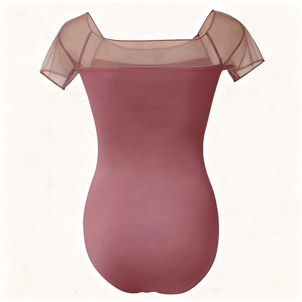 ROYAL SMEELA Justaucorps De Ballet Manche Courte Femme Justaucorp Body Danse Classique Maille Adulte