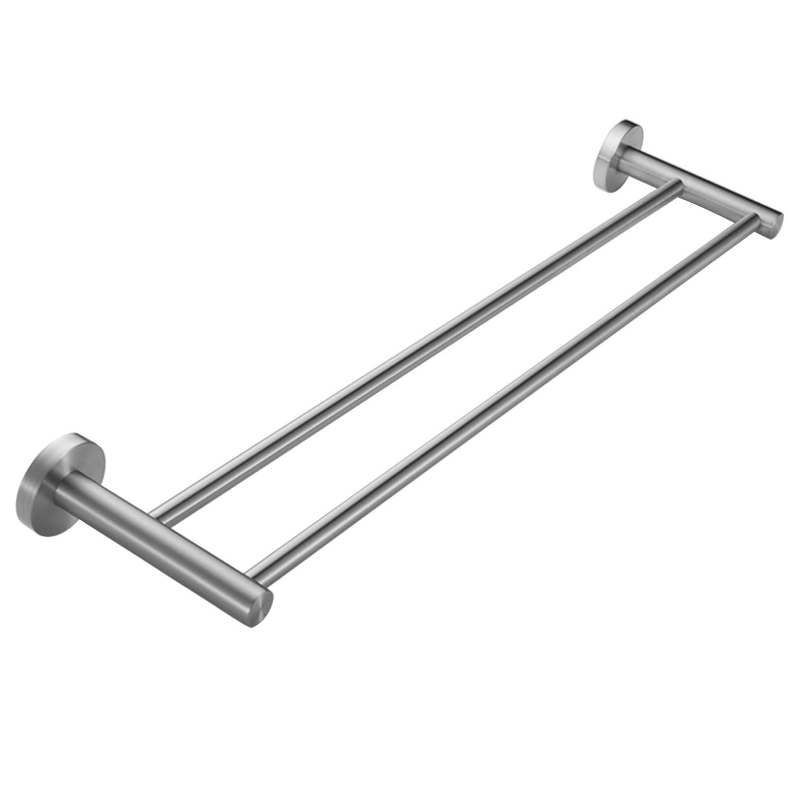 LMYSXAOZ Multi-Function Towel Shelf Stainless Steel Rack Wall Mounted Storage Bath Rail Double Bar for Kitchen Toilet Hotel (Size : 90CM)