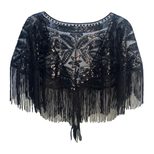 1920s Shawl Wraps Fringed Evening Cape for Women Flapper Cover Up Sequin Beaded Evening Shawls3