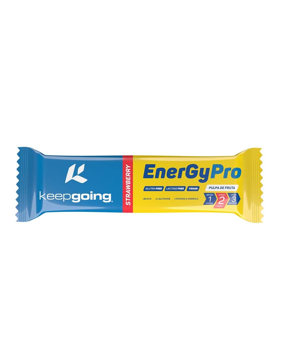 Keepgoing - Barritas Energéticas Naturales EnergyPro de Fresa 24 uds x 40g | Textura de Gominola para Ciclismo y Running | Barritas Energéticas de Pulpa de Fruta | Alto Aporte Energético